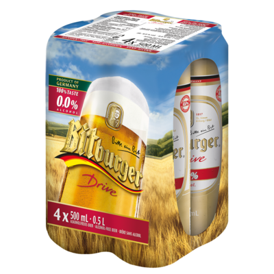 Bitburger Bière sans alcool 0,0%. 4x500.0 ml, 0,52 $/100ml