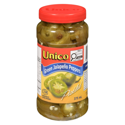 Unico Green Jalapeño Peppers, Pickled 375 ml, $0.74/100ml