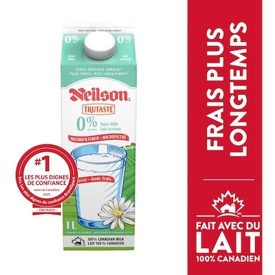 Neilson Lait microfiltré 0% 1 l, 0,37 $/100ml