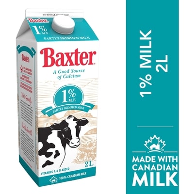Baxter 1% Partly Skimmed Milk 2 l, $0.24/100ml