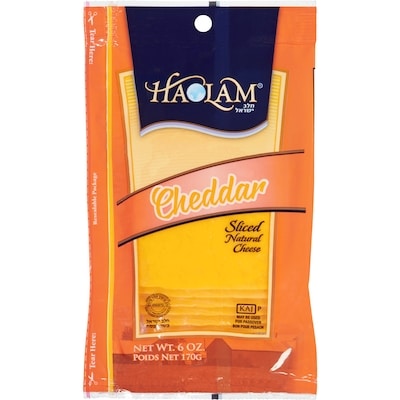 Haolam Kosher Sliced Cheese, Cheddar 170 g, $5.88/100g