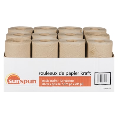 Sunspun Essuie-mains, rouleaux de papier kraft, 12 rouleaux 1 ea