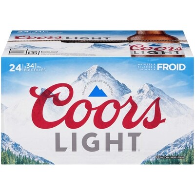 Coors Bière légère (Pièce d’identité requise au moment du ramassage) 24x341.0 ml, 0,37 $/100ml