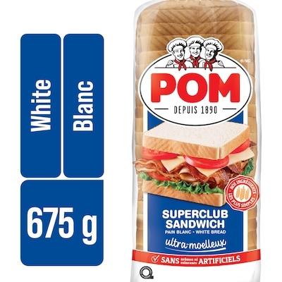POM Pain à sandwich Superclub blanc ultra-moelleux 675 g, 0,59 $/100g