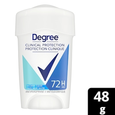 Degree Clinical Protection Antisudorifique pour Femmes, Douche Propre, Protection contre la Transpiration pendant 72H 48 g, 24,98 $/100g