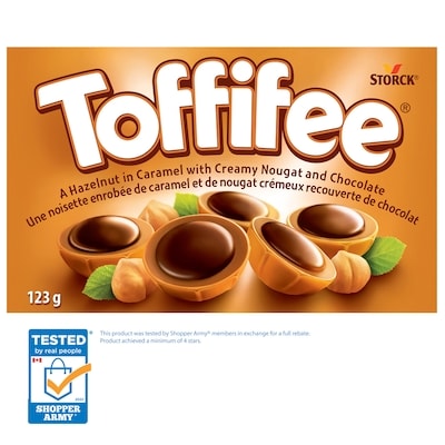 Toffifee® Noisette enrobée de caramel et de nougat crémeux recouverte de chocolat 123 g, 3,24 $/100g