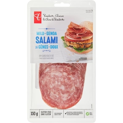President's Choice Mild Genoa Salami Slices 150 g, $56.60/1kg $5.66/100g