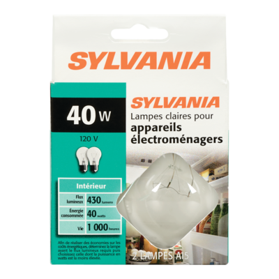 Sylvania Ampoules de 40 W pour électroménager 1 ea, 2,50 $/1ch