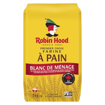Robin Hood Farine à pain blanc de ménage premier choix 5 kg, 0,26 $/100g