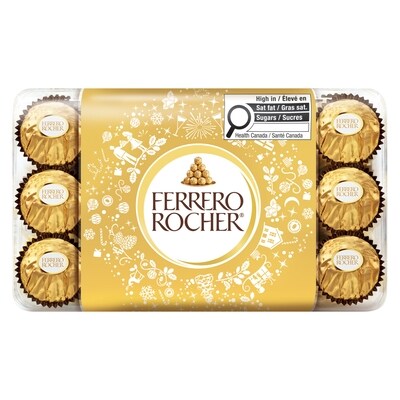 Ferrero Rocher Fins chocolats à la noisette, boîte-cadeau de 30 confiseries 375 g, 5,07 $/100g