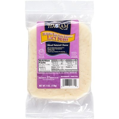 Haolam Kosher Sliced Cheese, Lacy Swiss 170 g, $7.05/100g