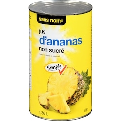 Sans Nom Jus d’ananas non sucré 1.36 l, 0,29 $/100ml