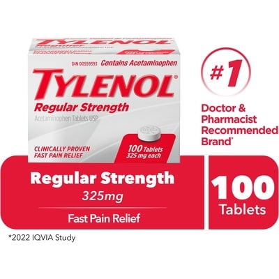 Tylenol 325 Mg Tablets 100 ea, $0.12/1ea