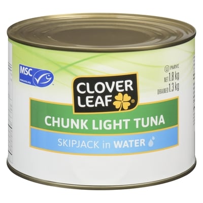 Clover Leaf Chunk Light Tuna, In Water 1.8 kg, $1.11/100g