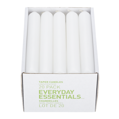 Everyday Essentials White Taper Candles, Unscented 20x1.0 ea, $0.50/1ea