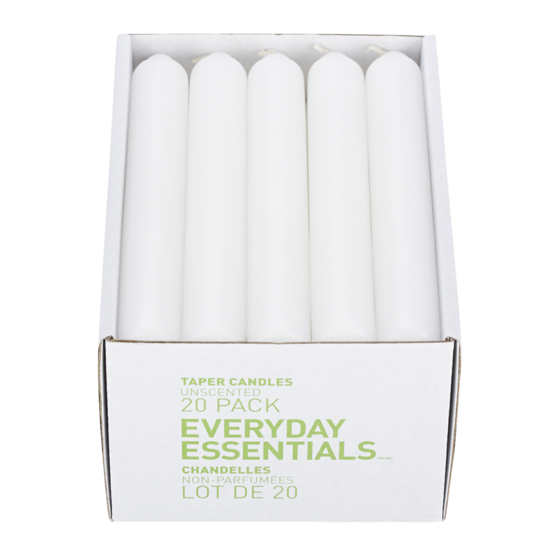 White Taper Candles, Unscented