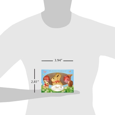Boîte de 3 Lapin de Pâques en chocolat au lait GOLD BUNNY et œufs LINDOR au chocolat au lait