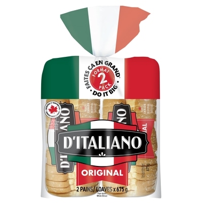 D'Italiano White Bread, Pack of 2 2x675.0 g, $0.56/100g