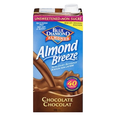 Blue Diamond Almond Breeze Boisson Non Laitière Non Sucré Chocolat 946 ml, 0,32 $/100ml