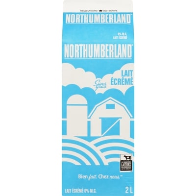 Northumberland Lait écrémé 0% 2 l, 0,24 $/100ml