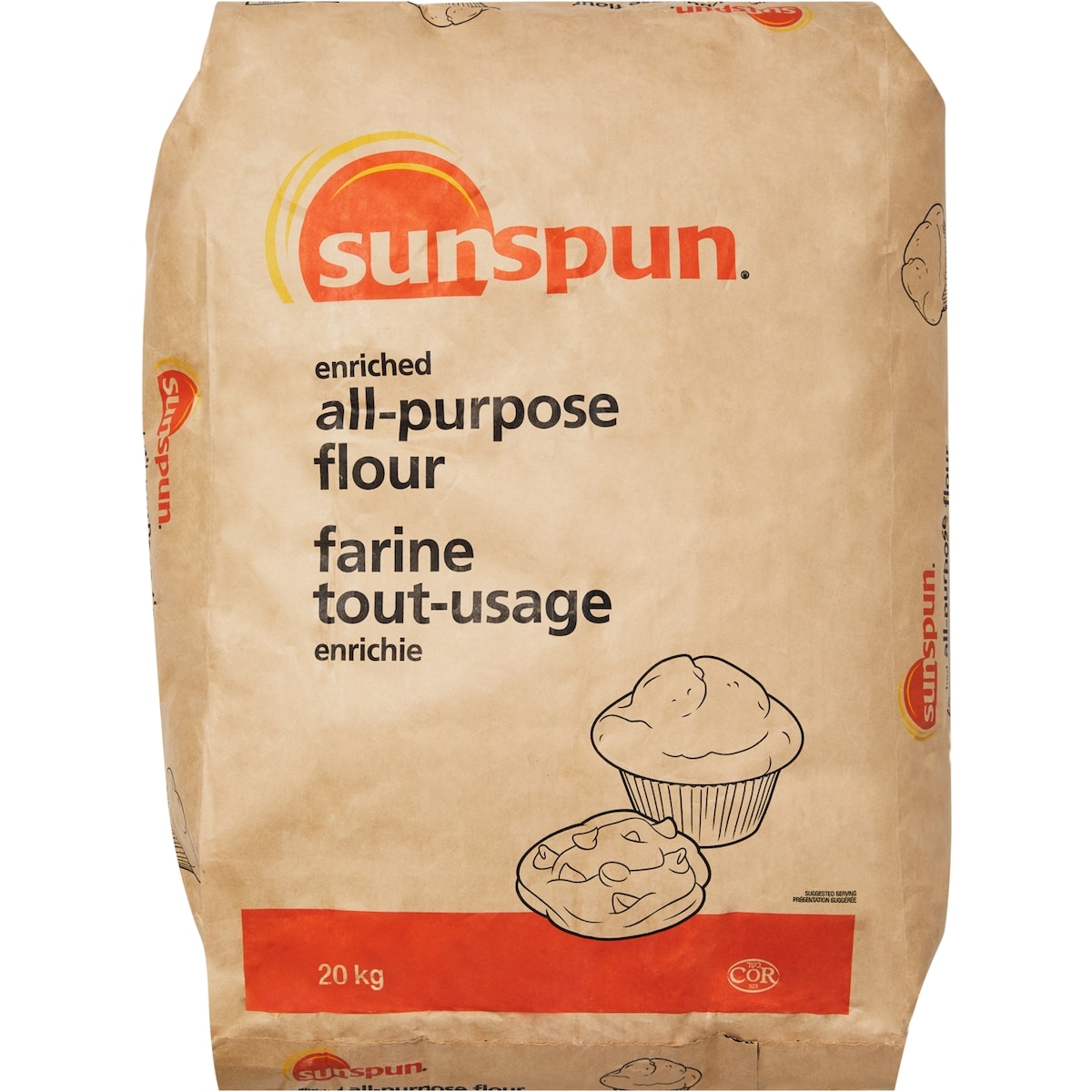 Sunspun Farine tout-usage enrichie 20 kg, 0,09 $/100g