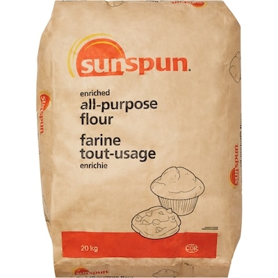 Sunspun Farine tout-usage enrichie 20 kg, 0,09 $/100g