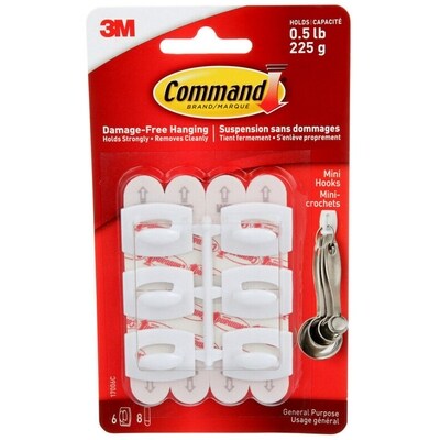 3 M Mini crochets Command 6 ea, 1,00 $/1ch