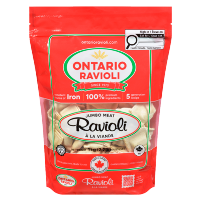 Ontario Ravioli Ontario Ravioli Pasta with Meat, Frozen Club Pack 1 kg, $1.40/100g