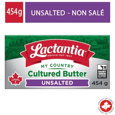 Lactantia Cultured Unsalted Butter 454 g, $1.65/100g