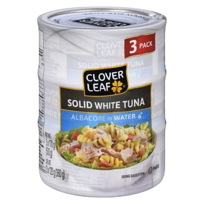 Clover Leaf White Tuna, Solid Albacore In Water 3x170.0 g, $2.06/100g