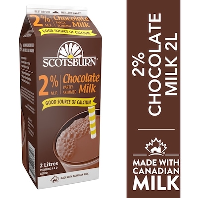 Scotsburn 2% Chocolate Partly Skimmed Milk 2 l, $0.27/100ml