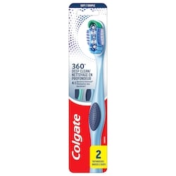 Colgate Brosse à dents 360 Nettoyage en profondeur, soies souples, lot de 2 2x1.0 ea, 3,50 $/1ch