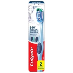 Colgate Brosse à dents 360 Nettoyage en profondeur, soies moyennes, lot de 2 2x1.0 ea, 3,50 $/1ch