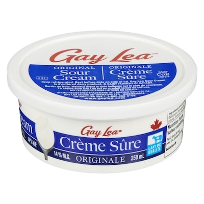 Gay Lea Crème sure régulière 250 ml, 1,52 $/100ml