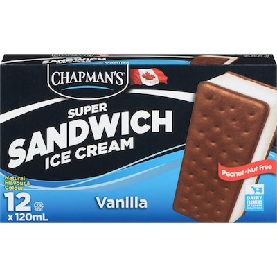 Chapmans Super Ice Cream Sandwich Vanilla 12x120.0 ml, $0.56/100ml