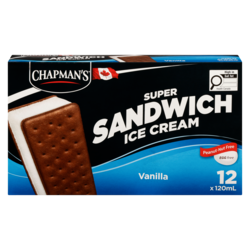 Chapmans Super Ice Cream Sandwich Vanilla 12x120.0 ml, $0.38/100ml