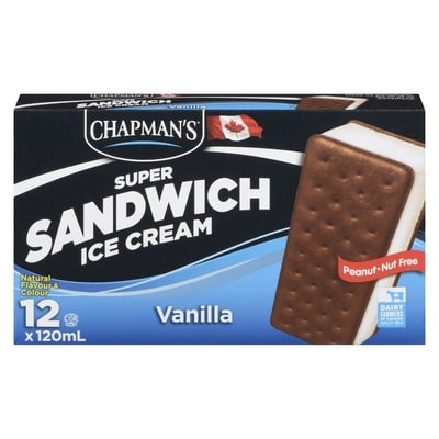 Chapmans Super Ice Cream Sandwich Vanilla 12x120.0 ml, $0.62/100ml