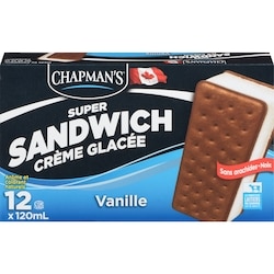 Chapman’s Super Sandwichs crème glacée vanille 12x120.0 ml, 0,56 $/100ml