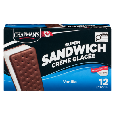 Chapman’s Super Sandwichs crème glacée vanille 12x120.0 ml, 0,59 $/100ml