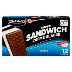 Chapman’s Super Sandwichs crème glacée vanille 12x120.0 ml, 0,38 $/100ml