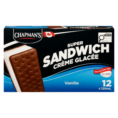 Chapman’s Super Sandwichs crème glacée vanille 12x120.0 ml, 0,59 $/100ml