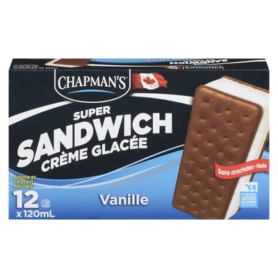 Chapman’s Super Sandwichs crème glacée vanille 12x120.0 ml, 0,62 $/100ml