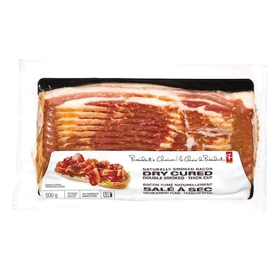 President's Choice Dry Cured Bacon 500 g, $1.80/100g