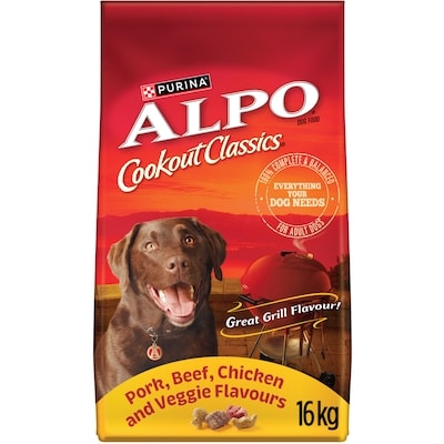 Purina Alpo Cookout Classics Pork, Beef, Chicken & Veggie, Dry Dog Food 16 kg, $0.26/100g