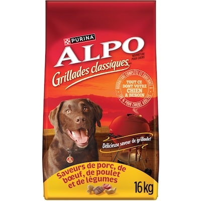 Purina ALPO Grillades Classqiues Saveurs de Porc, de Boeuf, de Poulet et de Légumes, Nourriture Sèche pour Chiens 16 kg 16 kg, 0,26 $/100g