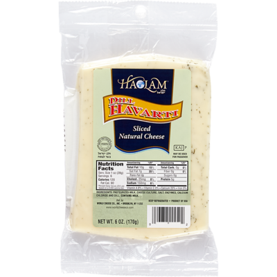 Haolam Kosher Sliced Cheese, Dill Havarti 198 g, $6.06/100g