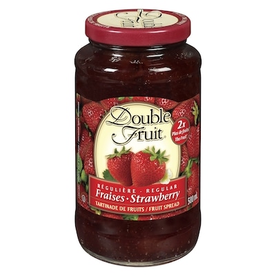 Smucker’s Double Fruit Régulière tartinade de fraises 500 ml, 1,30 $/100ml