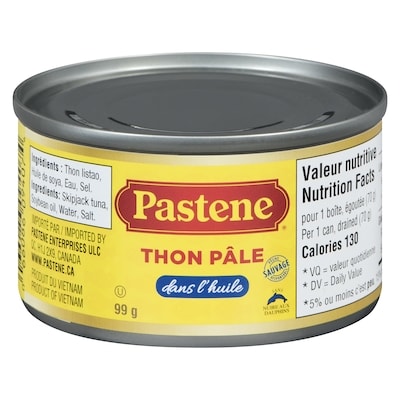Pastene Thon pâle entier 99 g, 2,41 $/100g