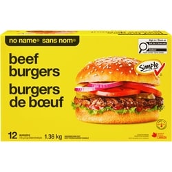 No Name Beef Burger 4 Oz 1.36 kg, $1.32/100g
