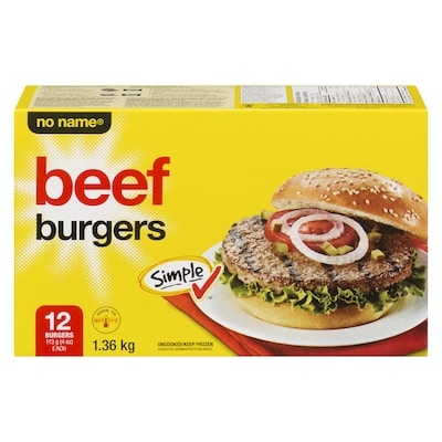 No Name Beef Burger 4 Oz 1.36 kg, $1.32/100g